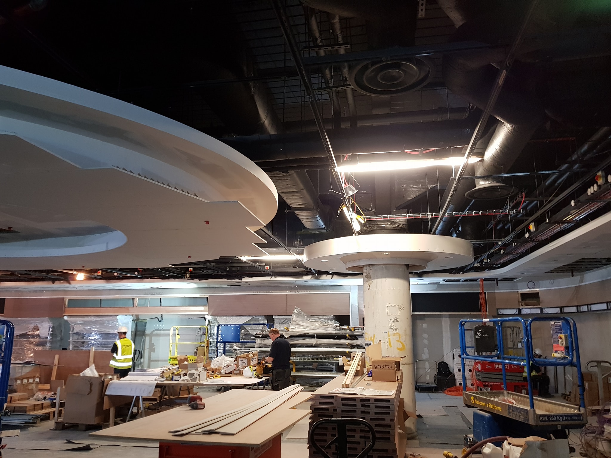 WHSmith Heathrow Airport, MF curved ceiling installation