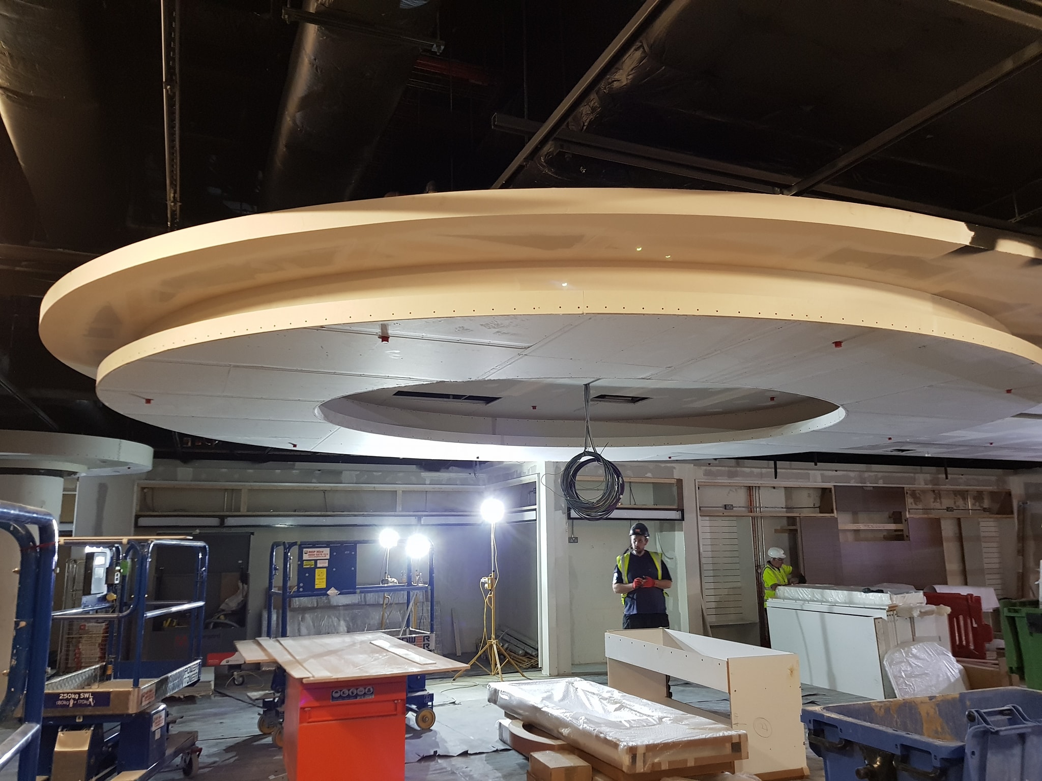 WHSmith Heathrow Airport, MF curved ceiling installation